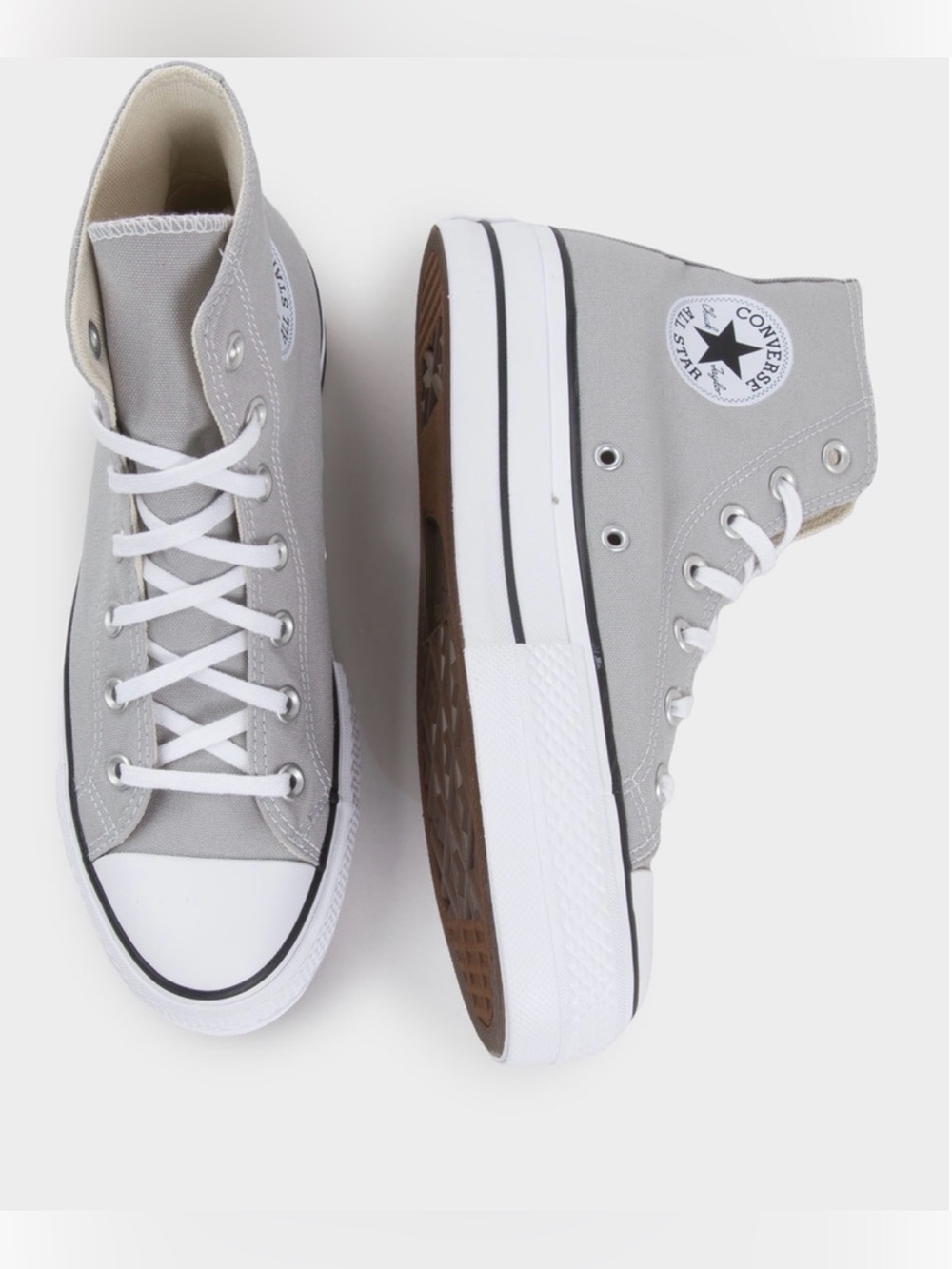 Converse High-Top Canvas Sneakers in Light Gray and White